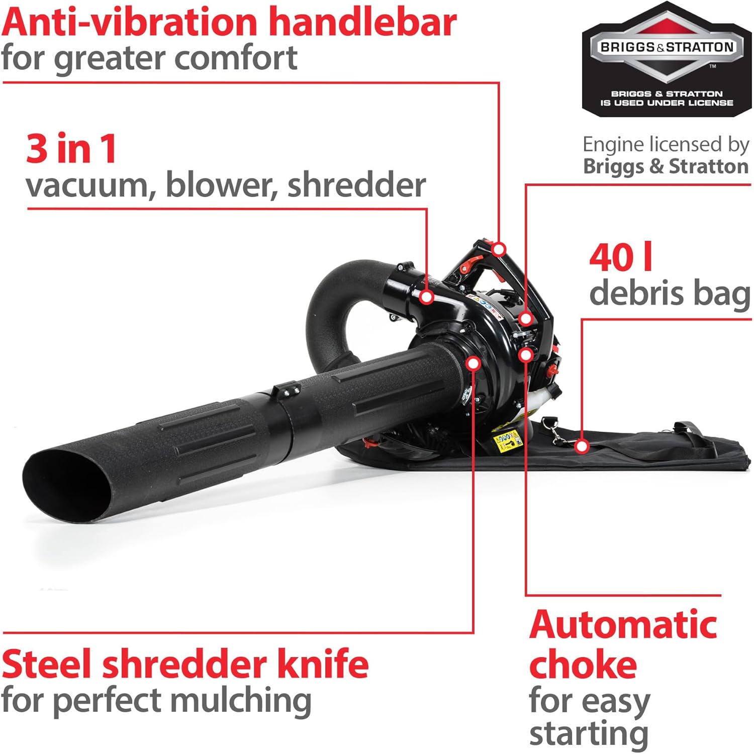 souffleur de feuilles moteur 25,4 cm3 0,75 kW Briggs & Stratton