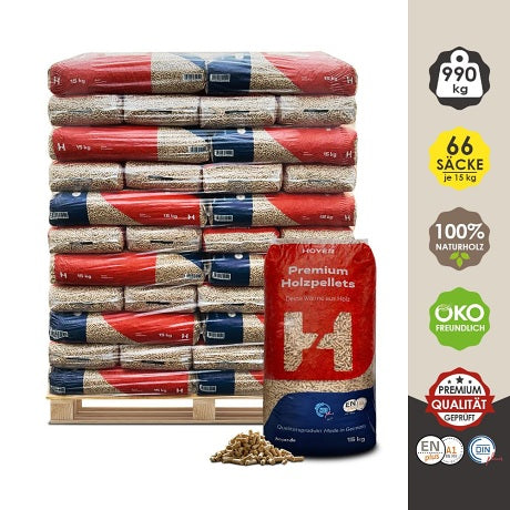 Holzpellets Hoyer ENplusA1 990 kg – Premium Qualität für effizientes und umweltfreundliches Heizen