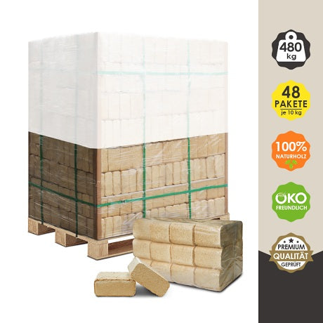 Holzbriketts 100 % Kiefer – 480 kg Palette kaufen