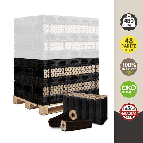 Eichenholzbriketts Pini Kay 6 x 23 cm Premium Qualität 480 kg Palette