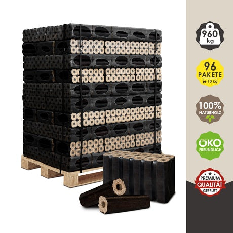 Eichenholzbriketts Pini und Kay Palette 960 kg 6 x 23 cm