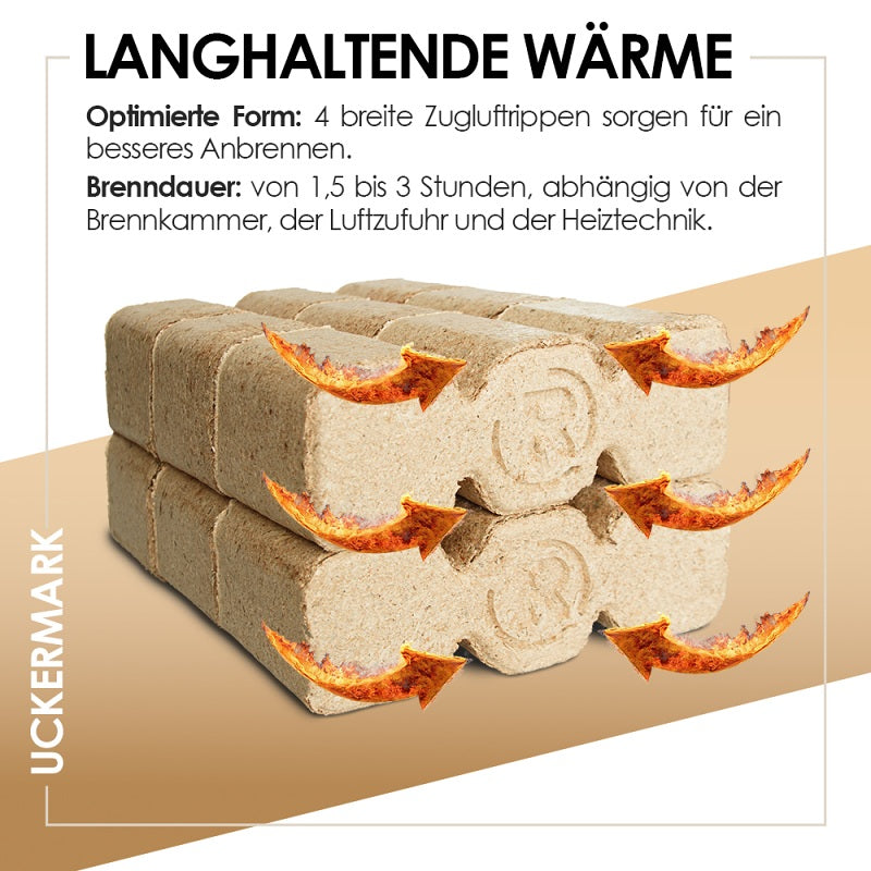 Uckermark Holzbriketts 960 kg Hoher Heizwert und Lange Brenndauer