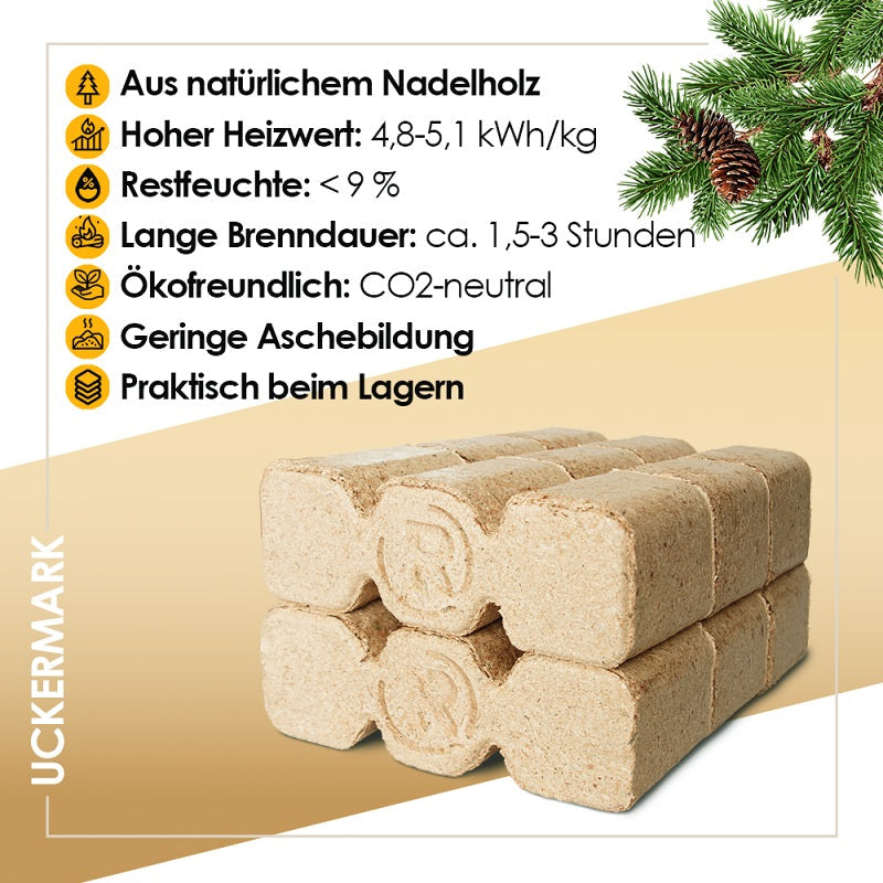 Uckermark Holzbriketts 960 kg Hoher Heizwert und Lange Brenndauer