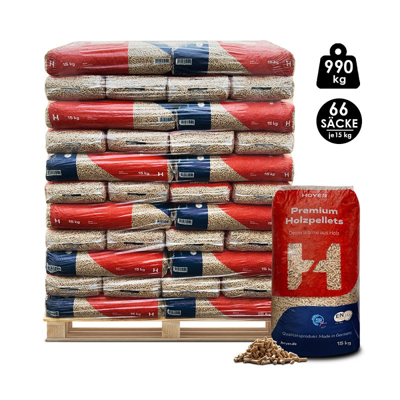 Holzpellets Hoyer ENplusA1 990 kg – Premium Qualität für effizientes und umweltfreundliches Heizen